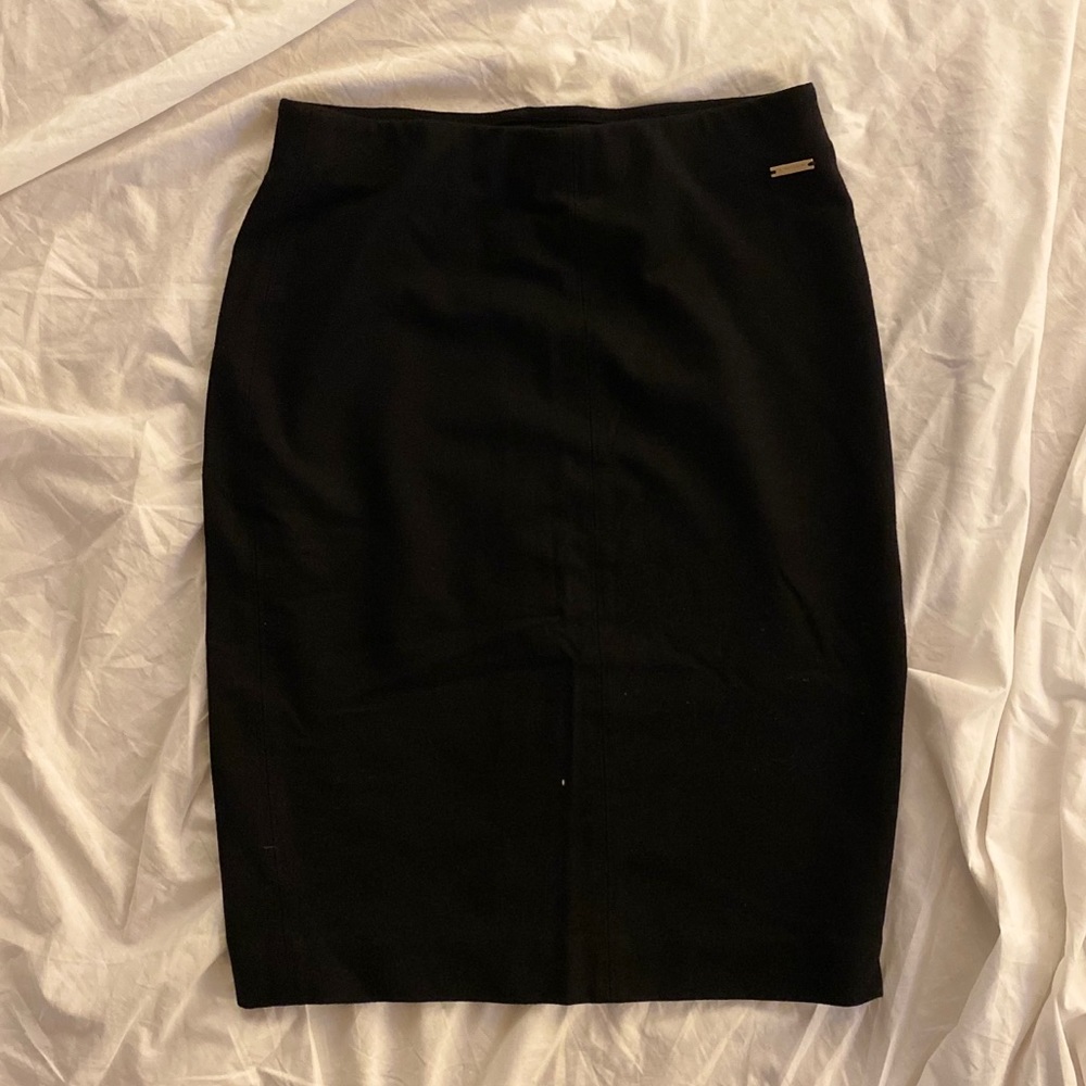 Tahari black wide band pencil skirt
